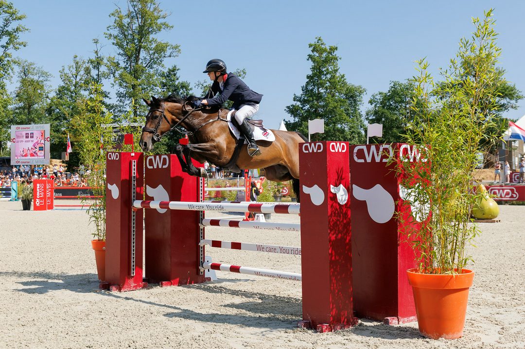 Henry Leggott and Blossom's Big Claim winning team gold for Great Britain at the 2026 Pony European Showjumping Championships in Le Mans, France.

