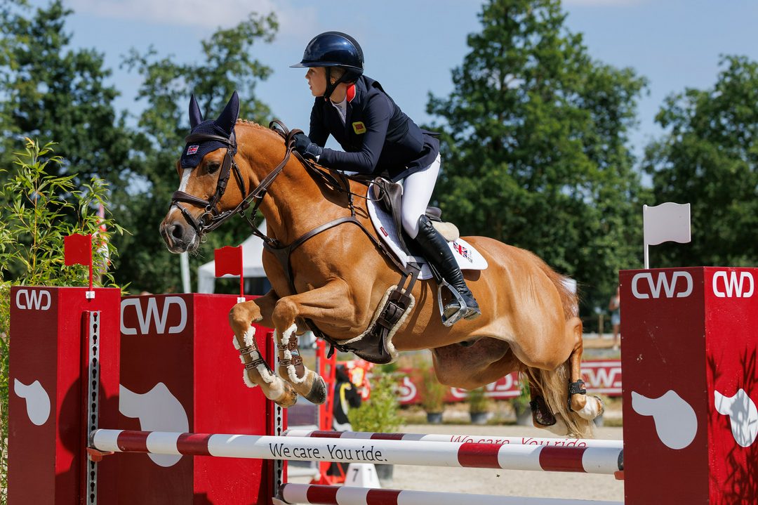 Raphaela Dawson and Woody Allen Van Duyversputten help Great Britain win team gold at the 2026 Pony European Showjumping Championships in Le Mans, France.

