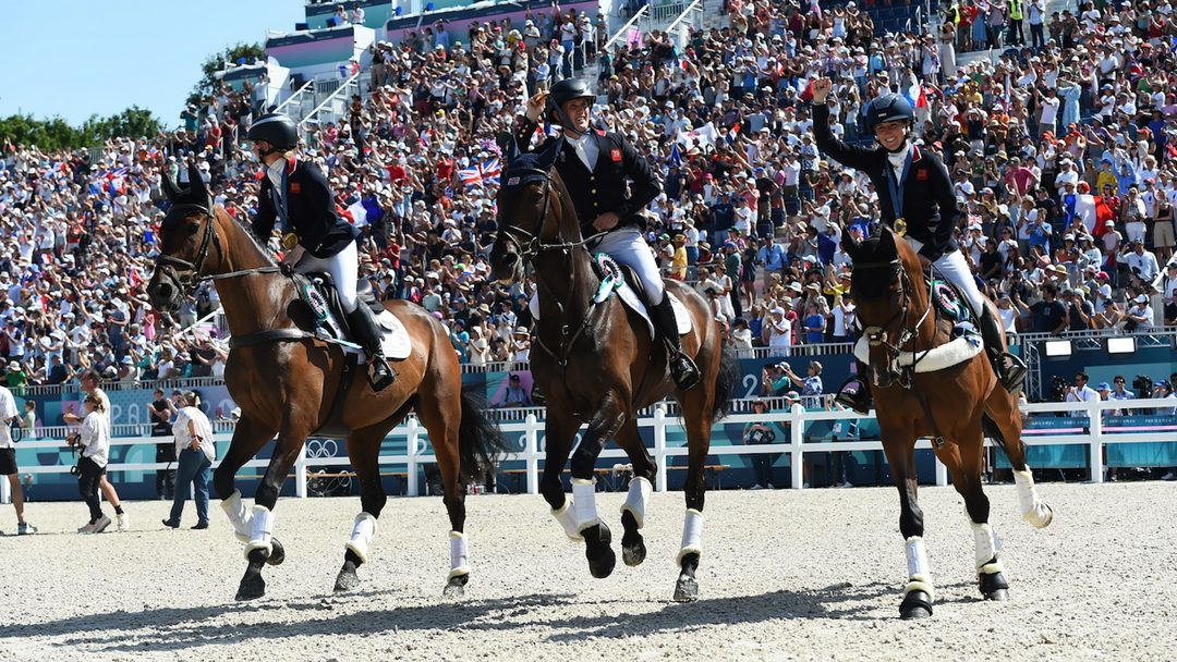 Ros Canter, Tom McEwen and Laura Collett on their victory lap at the Paris 2024 Olympics.

All three members of the gold medal-winning team feature among the entries for the 2026 World Championships.

